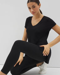 Rib Knit V-Neck Tee