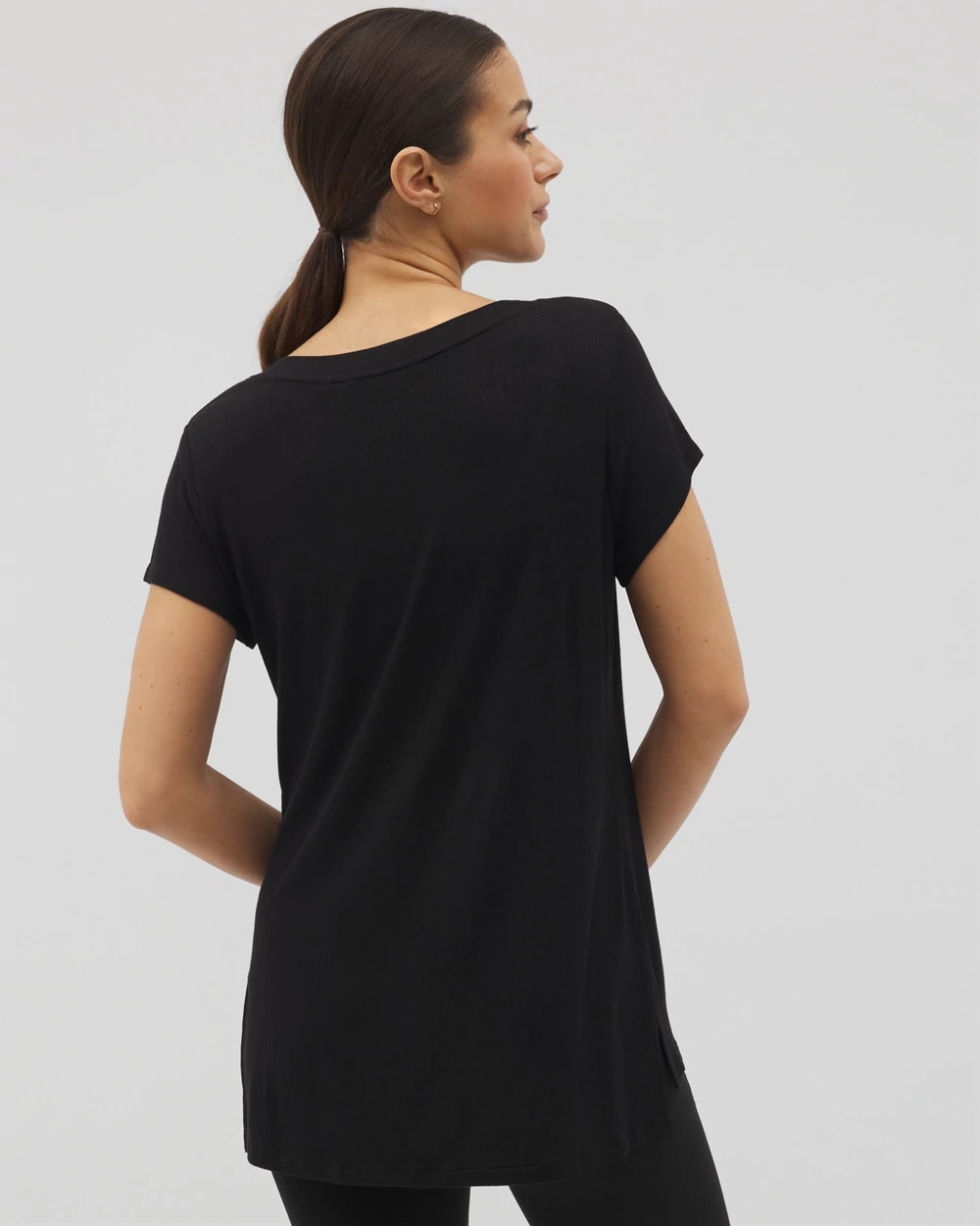 Rib Knit V-Neck Tee