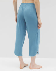 Solid Piped Crop Pajama Pant