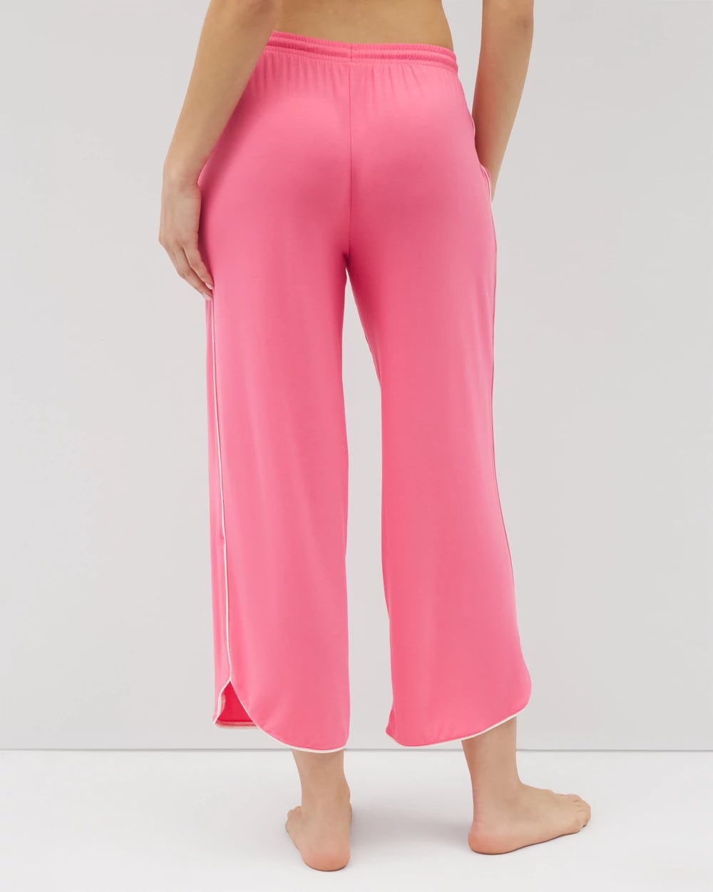 Solid Piped Crop Pajama Pant
