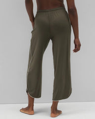 Solid Piped Crop Pajama Pant