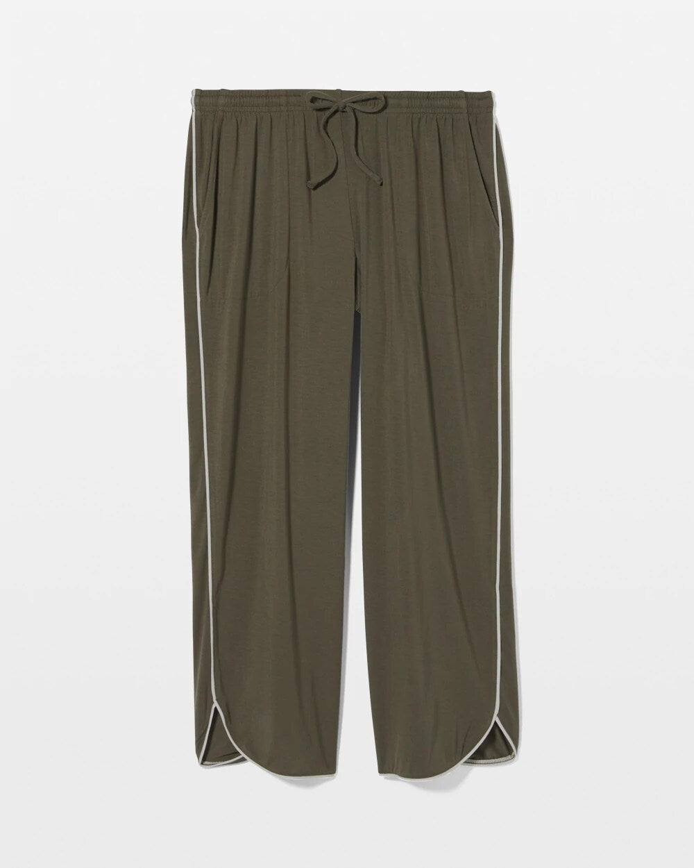 Solid Piped Crop Pajama Pant
