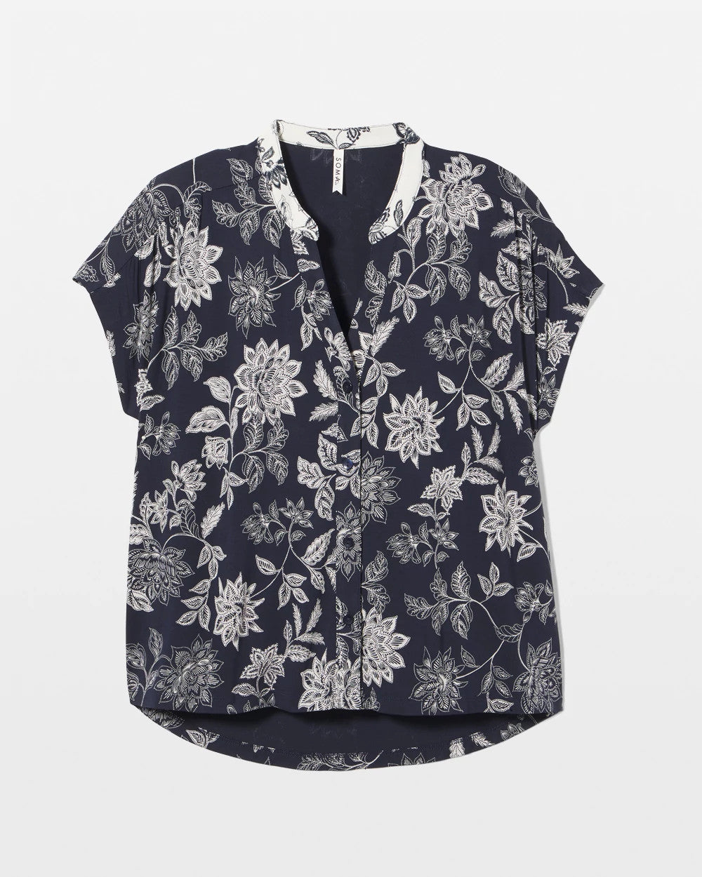 Mandarin Collar Short Sleeve Pajama Top