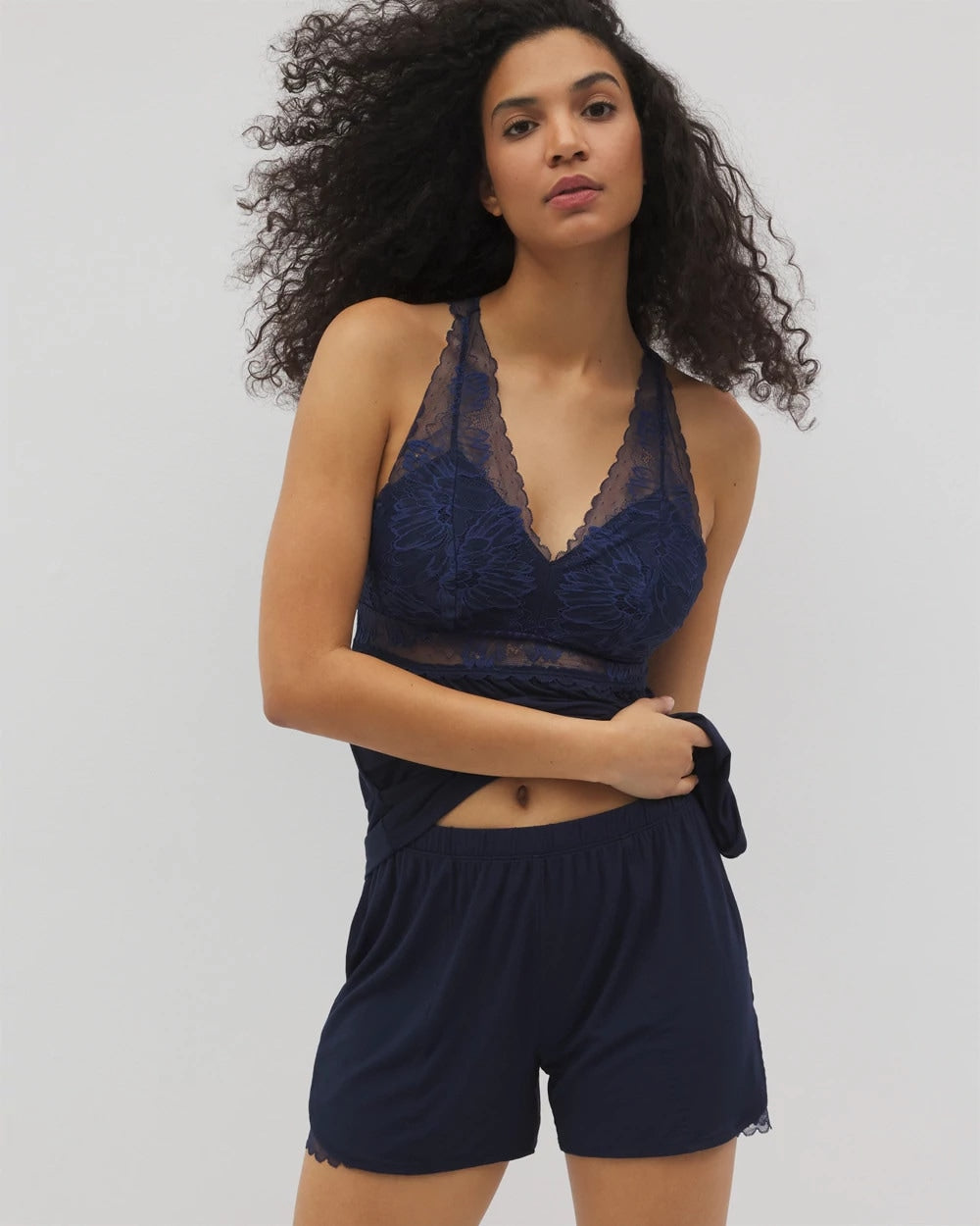 Lace Trim Pajama Shorts