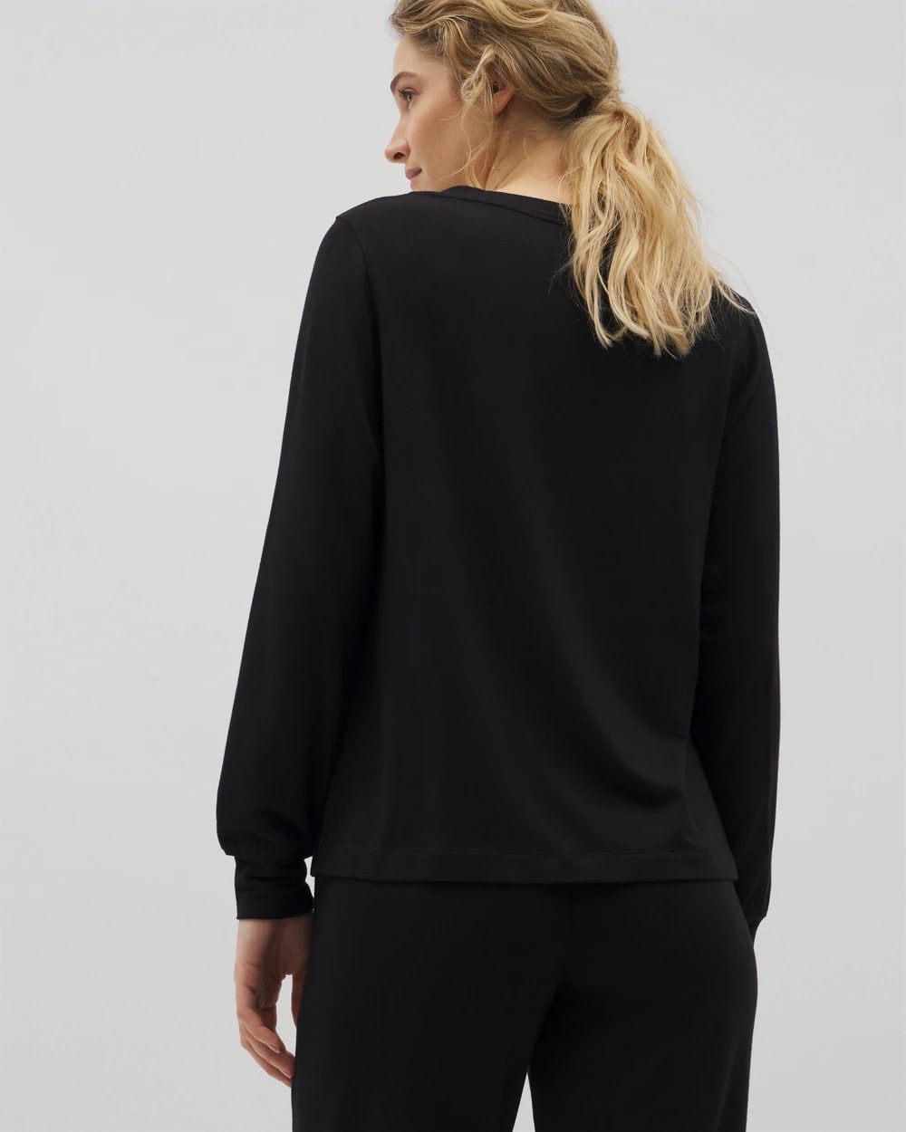 Long-Sleeve V-Neck Pajama Top
