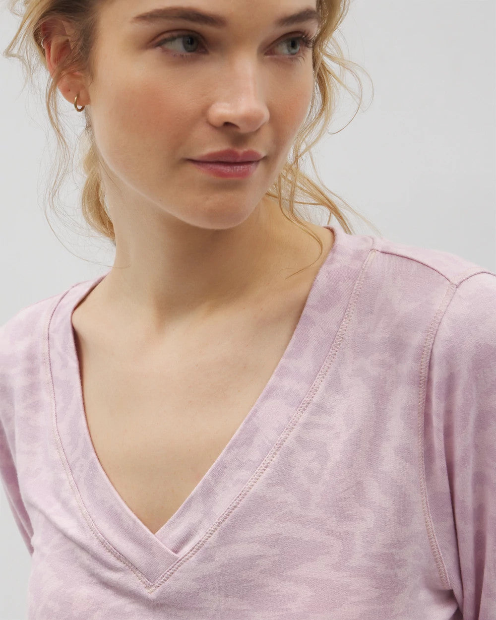 Long-Sleeve V-Neck Pajama Top