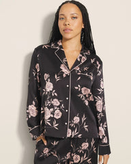 Long-Sleeve Notch Collar Pajama Top