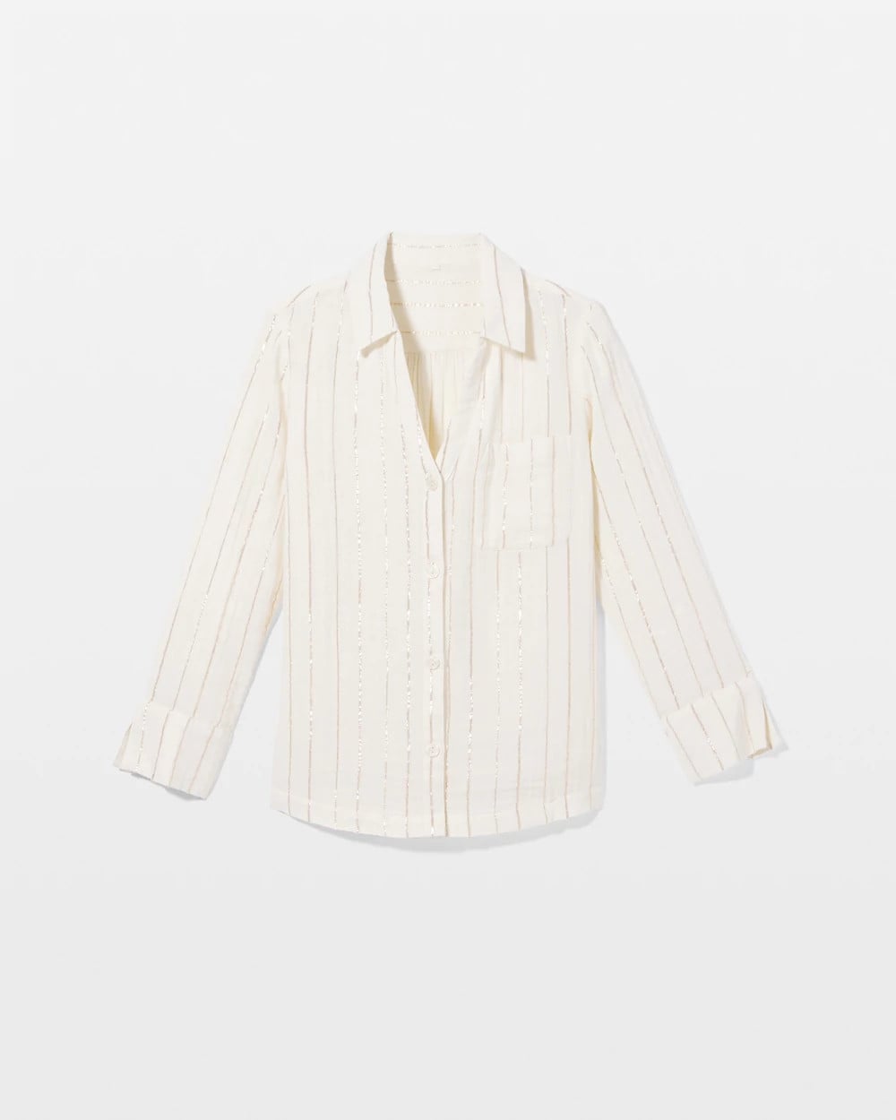 Cotton Gauze Long Sleeve Notch Collar Pajama Top