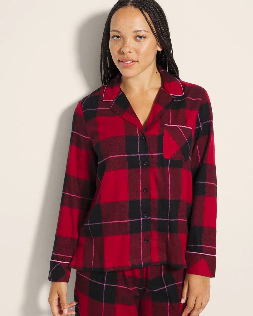 Super Soft Long-Sleeve Notch Collar Pajama Top