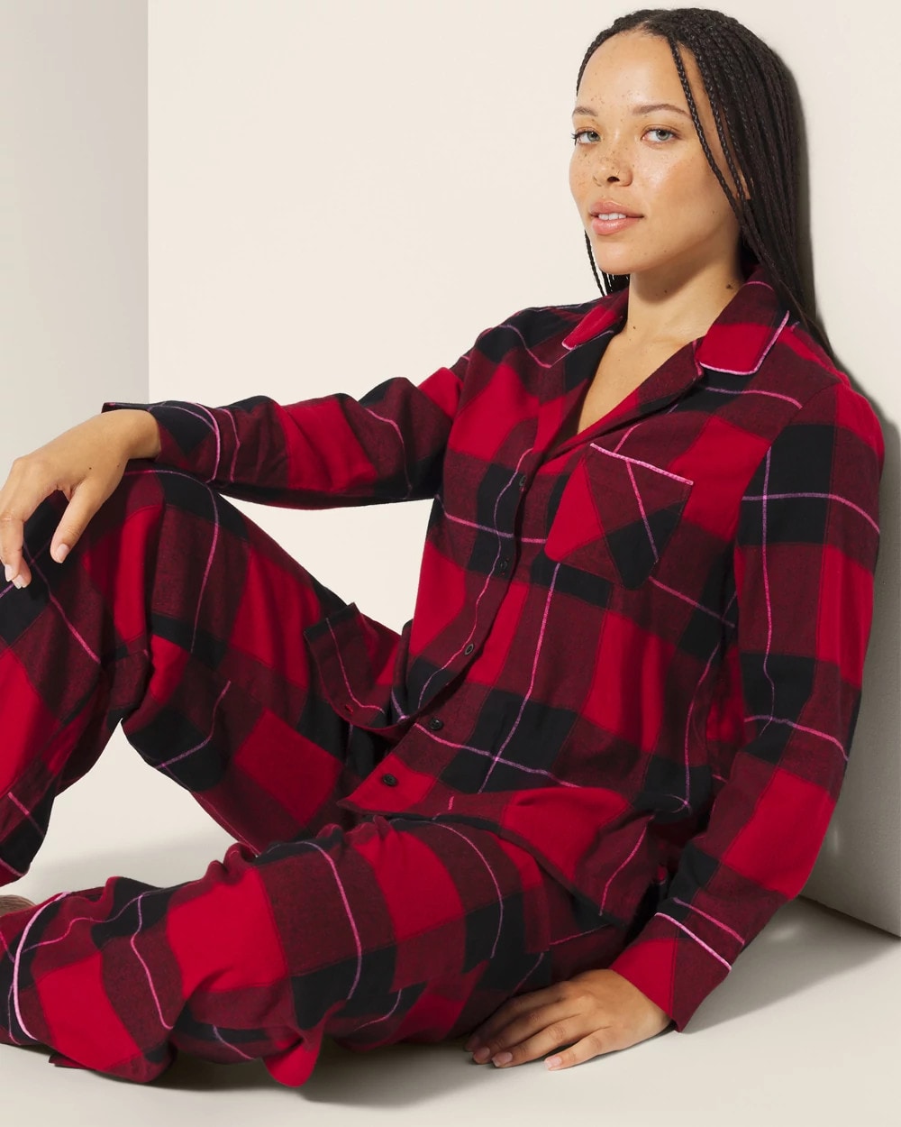 Super Soft Long-Sleeve Notch Collar Pajama Top