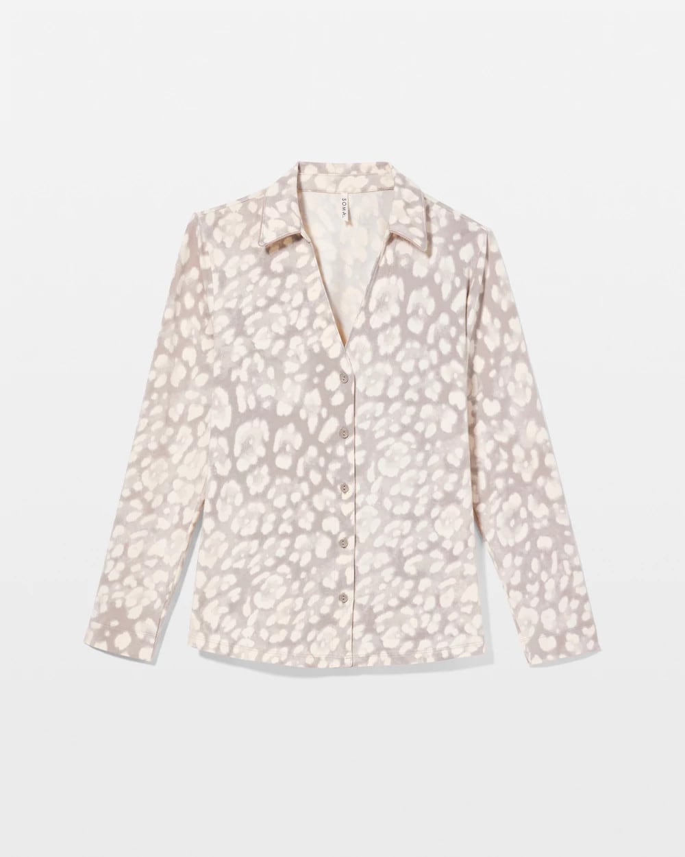 Long-Sleeve Notch Collar Pajama Top
