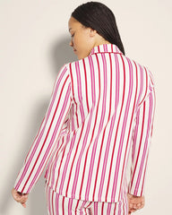 Long-Sleeve Notch Collar Pajama Top