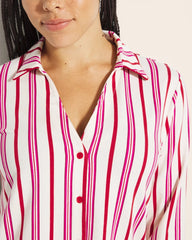 Long-Sleeve Notch Collar Pajama Top