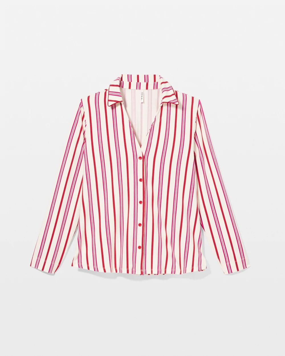 Long-Sleeve Notch Collar Pajama Top