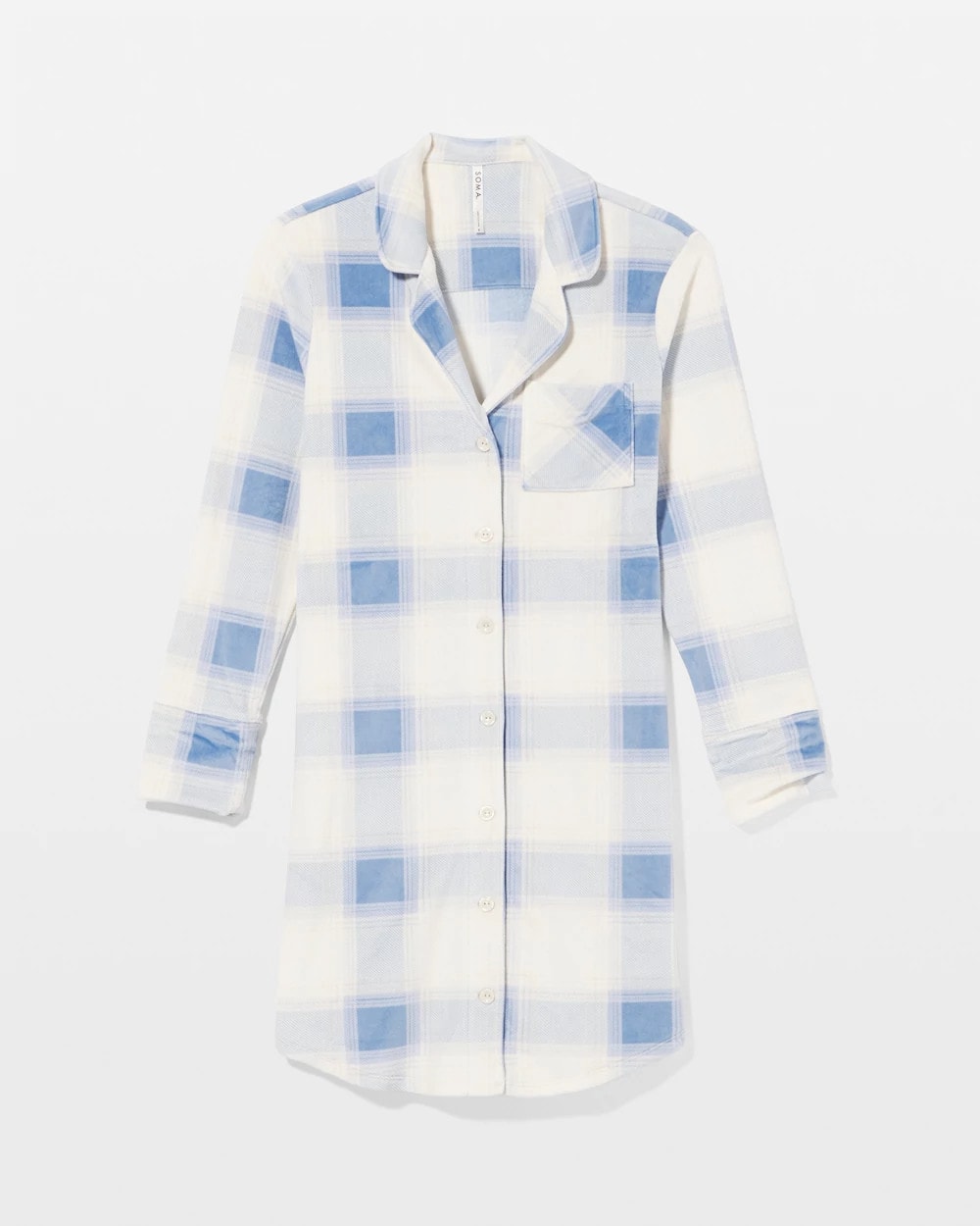 Long-Sleeve Notch Collar Sleepshirt