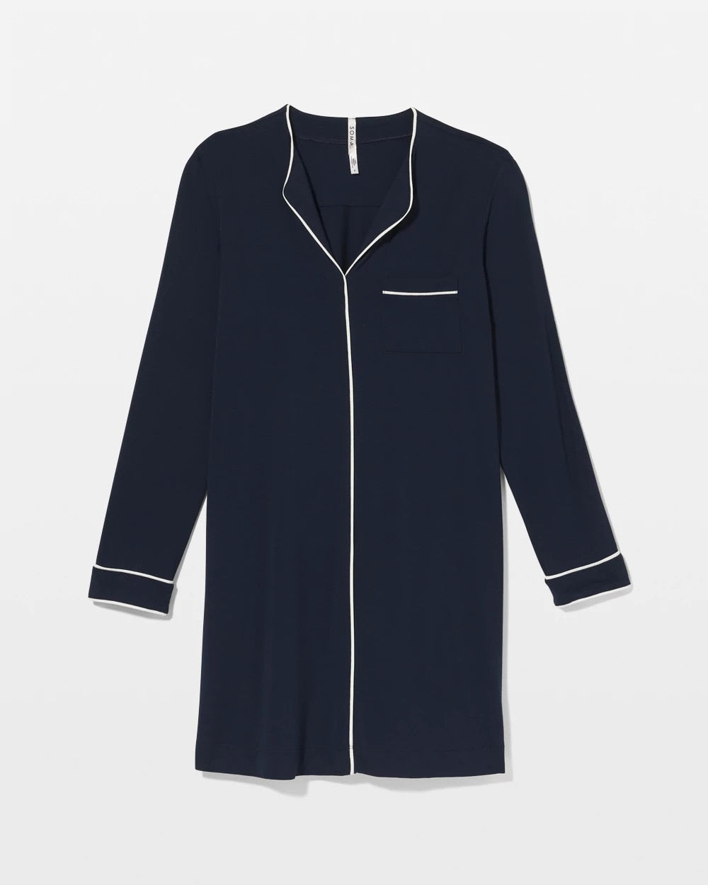 Piped Long-Sleeve Sleepshirt