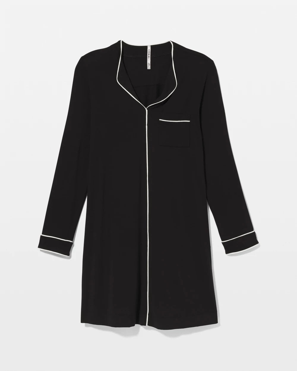 Piped Long-Sleeve Sleepshirt