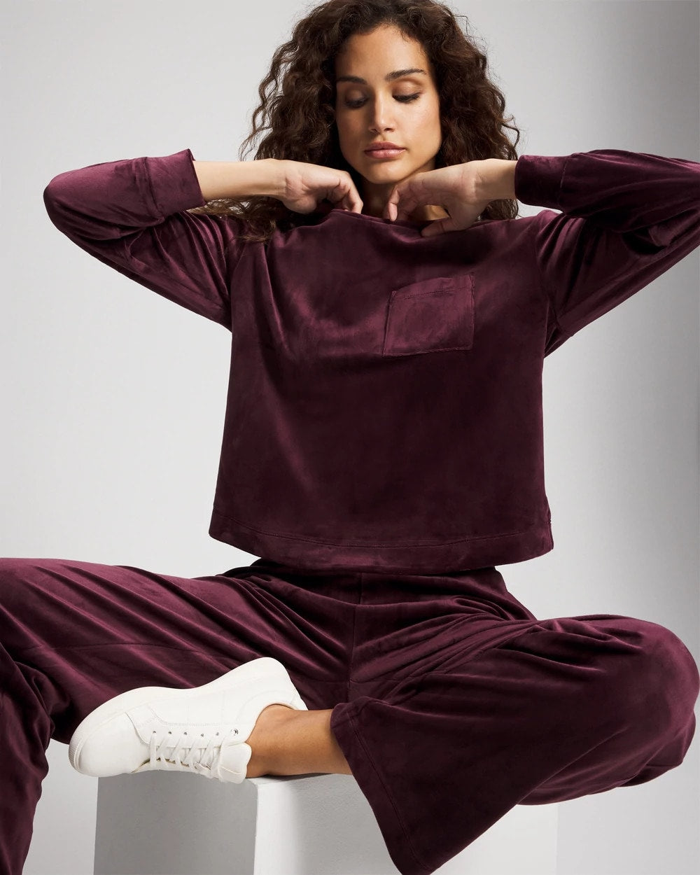 Velour Crewneck Sweatshirt