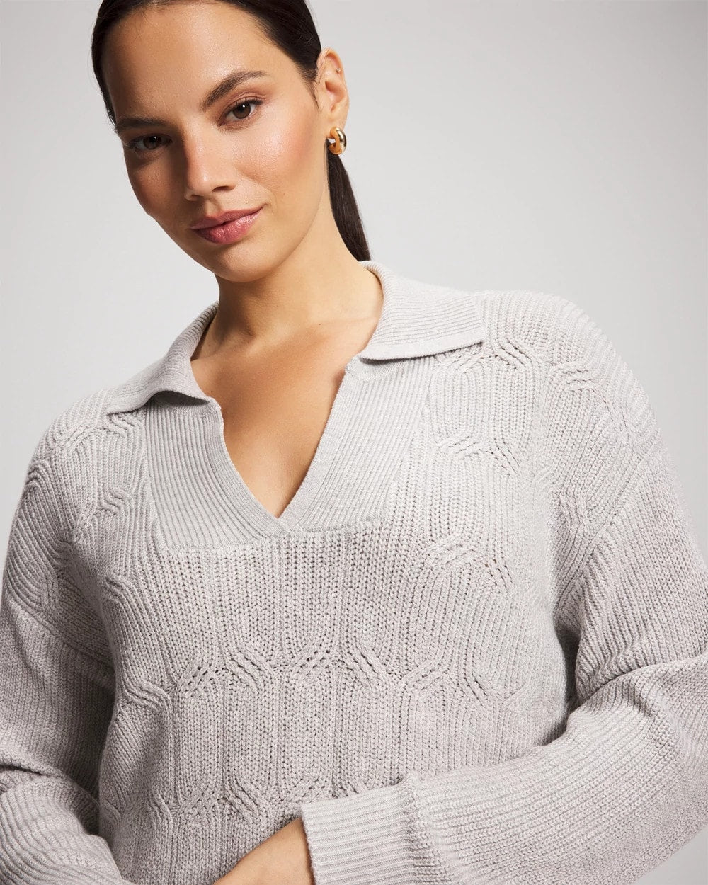 Premier Knit Cable Knit Collared Sweater