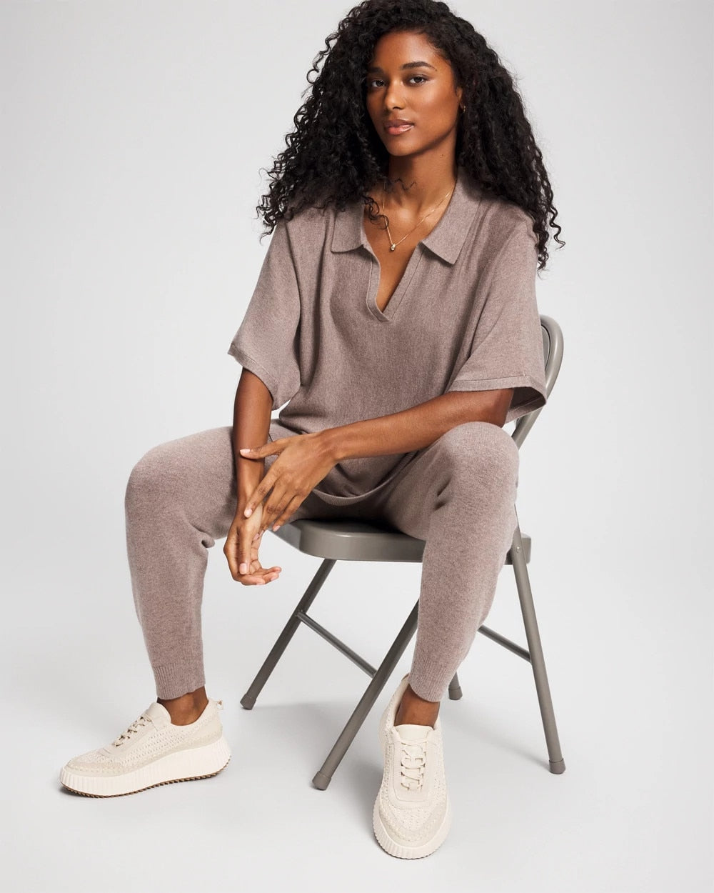Premier Knit Sweater Collared Top