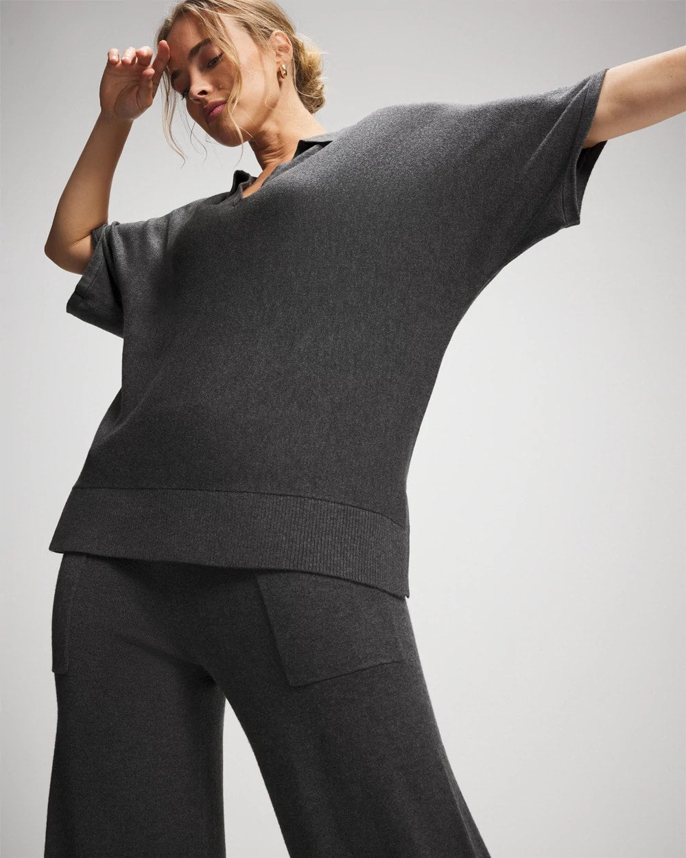 Premier Knit Sweater Collared Top