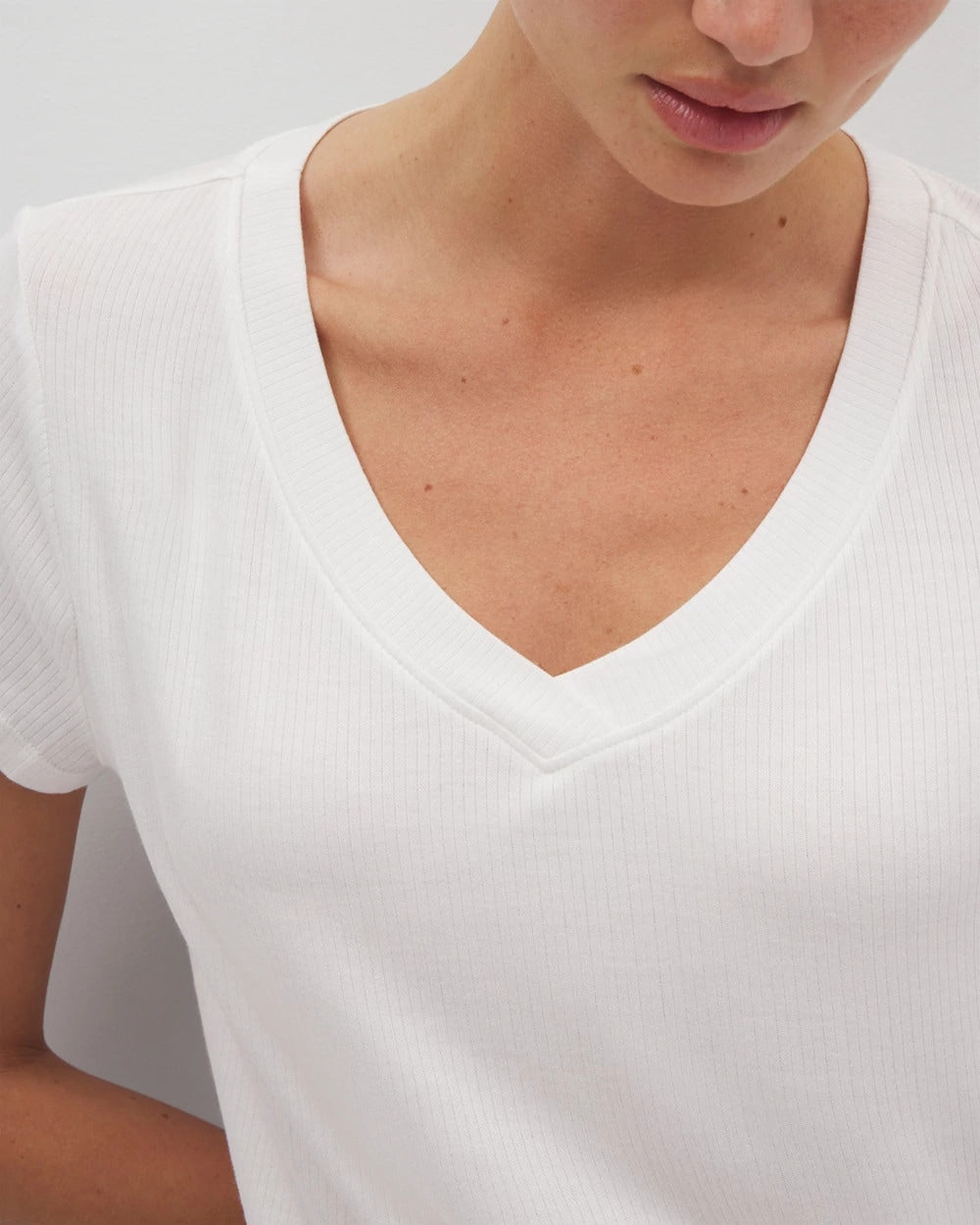 Rib Knit V-Neck Tee