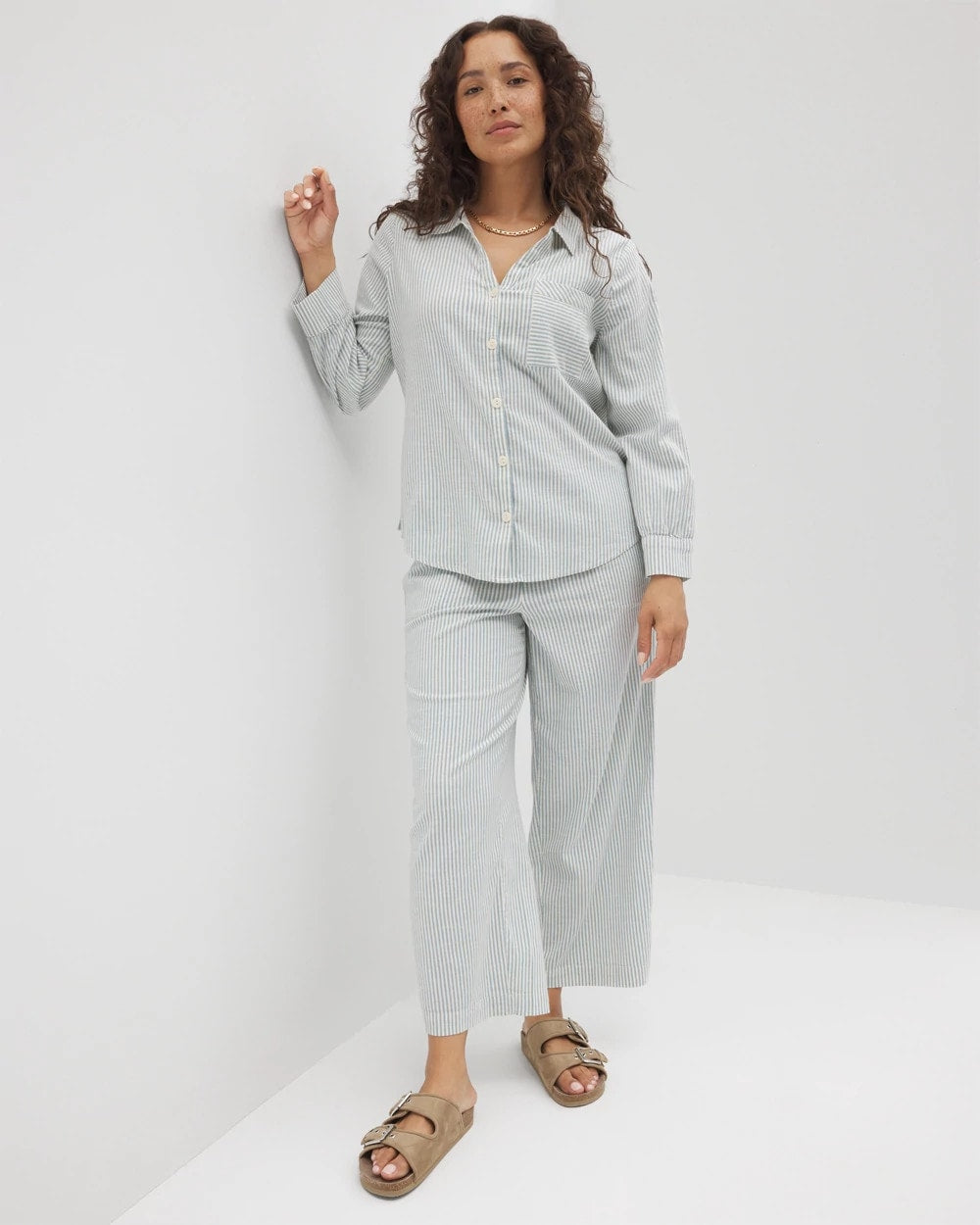 Beach Cotton Long Sleeve Button-Up
