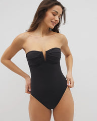 La Cote Dazure Bandeau Macrame One-Piece Suit