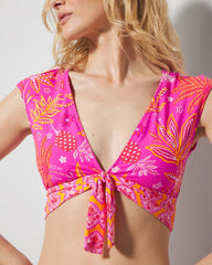 Desert Bloom Cap-Sleeve Crop Top
