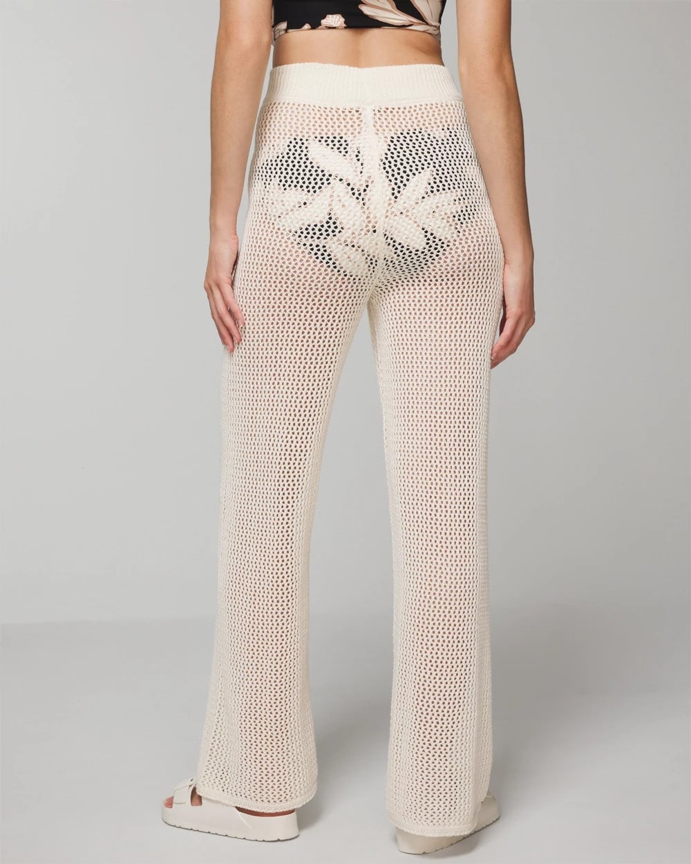 Cotton Crochet-Style Wide-Leg Pants