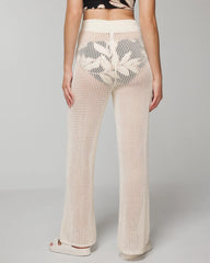 Cotton Crochet-Style Wide-Leg Pants