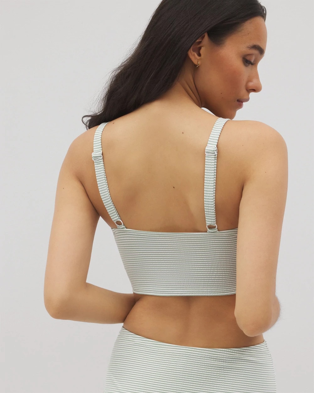 Seersucker V-Wire Cropped Bikini