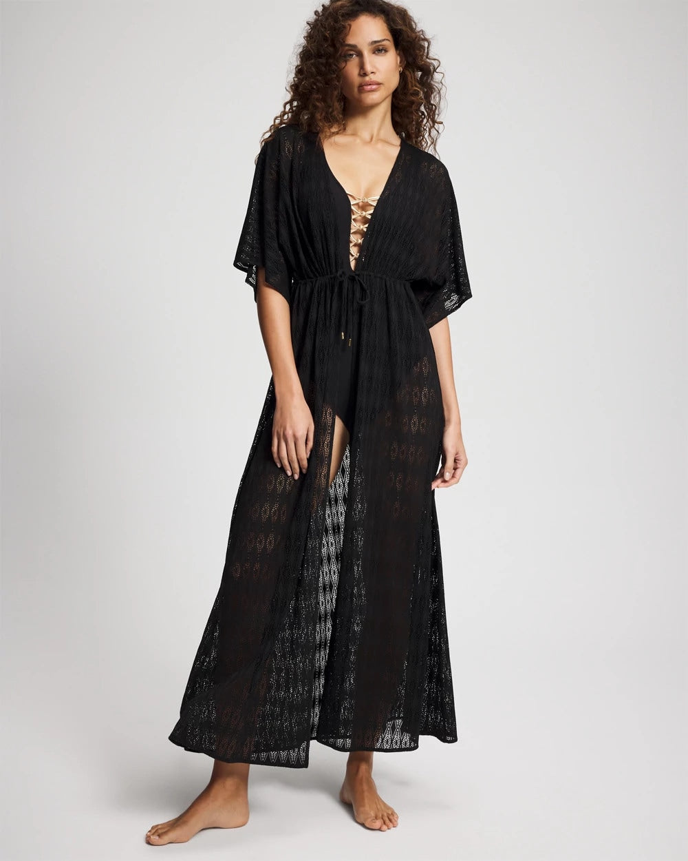 Sunkissed Crochet Open-Front Caftan