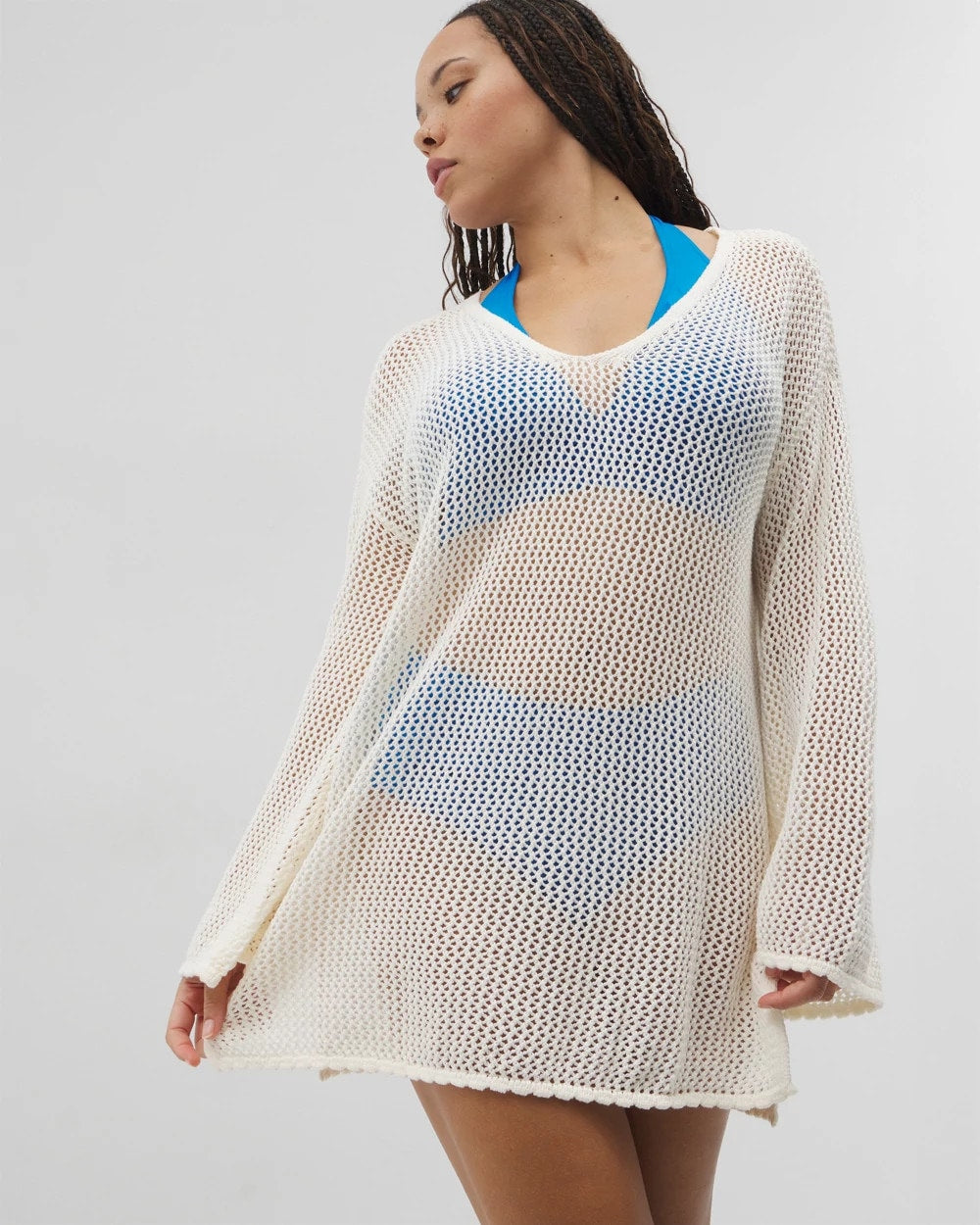 Cotton Crochet-Style Shift Cover-Up